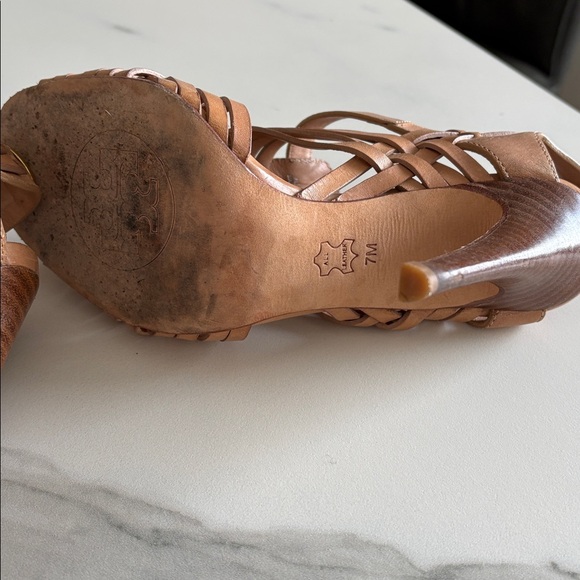 Tory Burch Woven Leather Slingback Sandals in Tan Brown - Picture 3 of 5